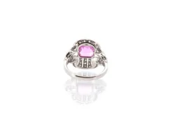 Bague Platine Saphir rose Diamants