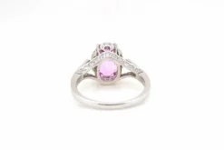 Bague Platine Saphir rose ovale Diamants
