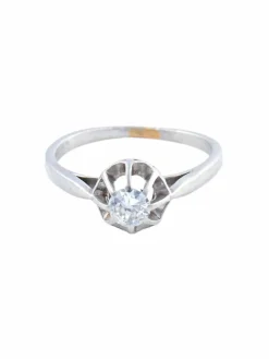 BAGUE PLATINE SOLITAIRE DIAMANT STYLE RETRO