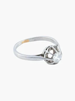 BAGUE PLATINE SOLITAIRE DIAMANT STYLE RETRO