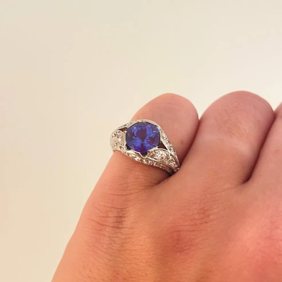 Bague Platine Tanzanite Diamants