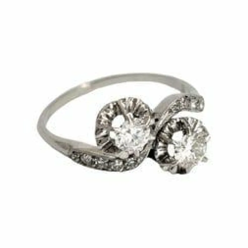 Bague platine Toi & Moi diamants