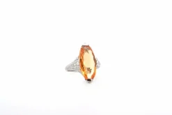 Bague platine, topaze 7,60cts, diamants