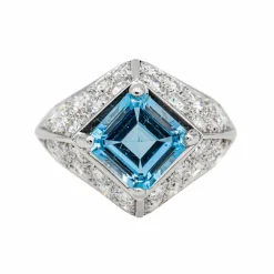 Bague Platine Topaze, Diamant