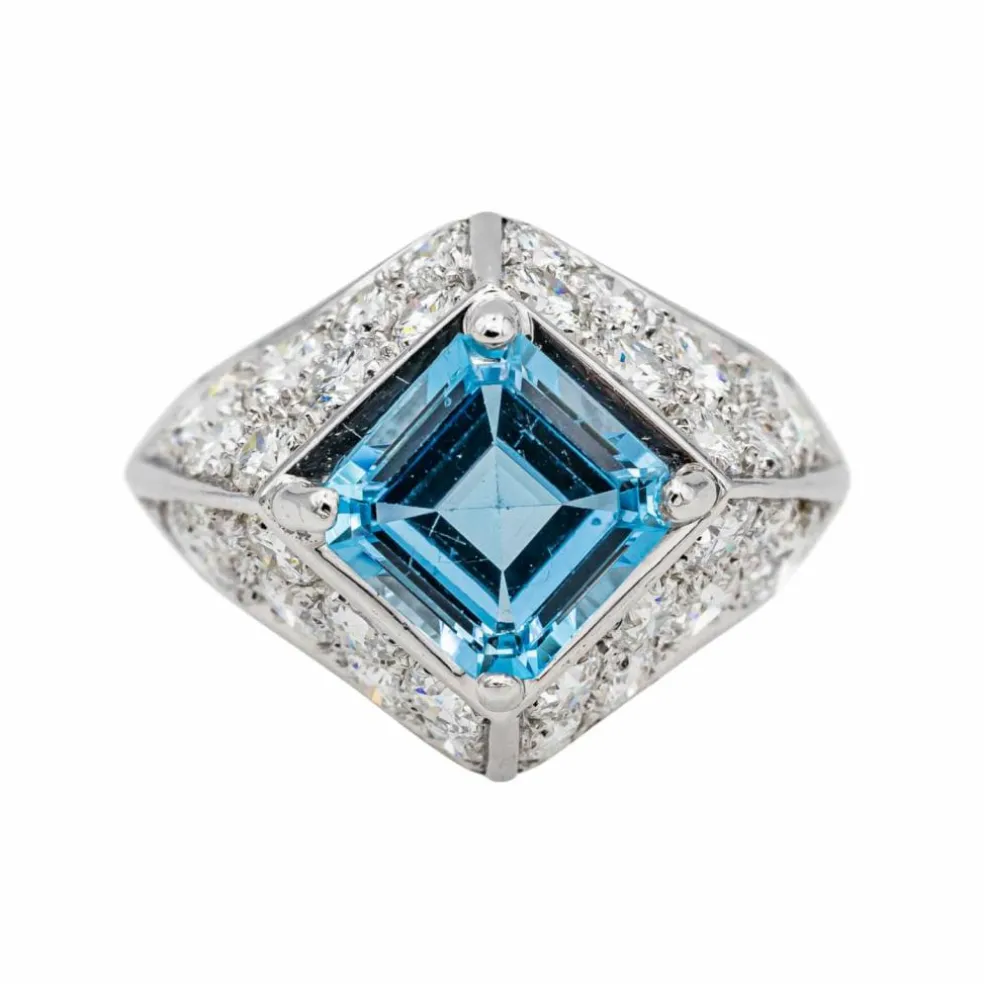 Bague Platine Topaze, Diamant
