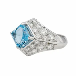 Bague Platine Topaze, Diamant
