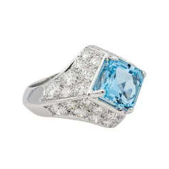 Bague Platine Topaze, Diamant