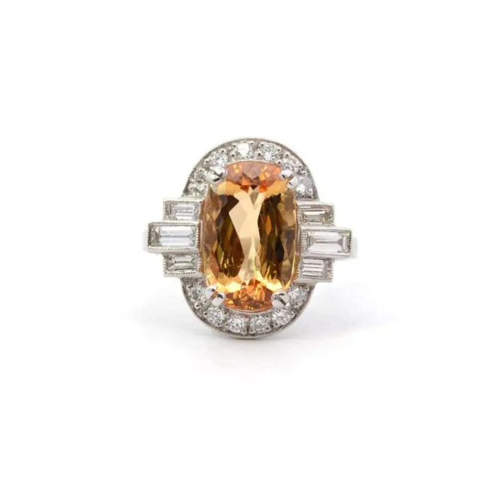 Bague platine, topaze et diamants