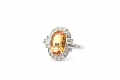 Bague platine, topaze et diamants