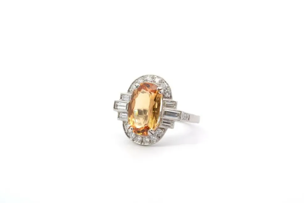 Bague platine, topaze et diamants