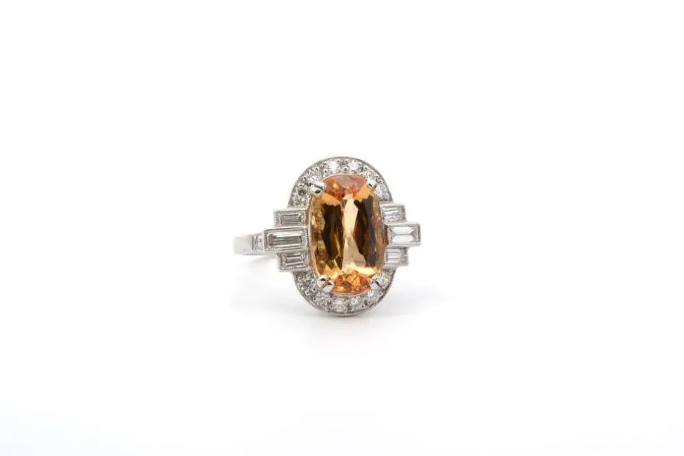 Bague platine, topaze et diamants