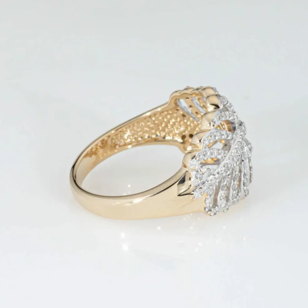 Bague plume en or jaune et diamants