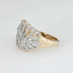 Bague plume en or jaune et diamants