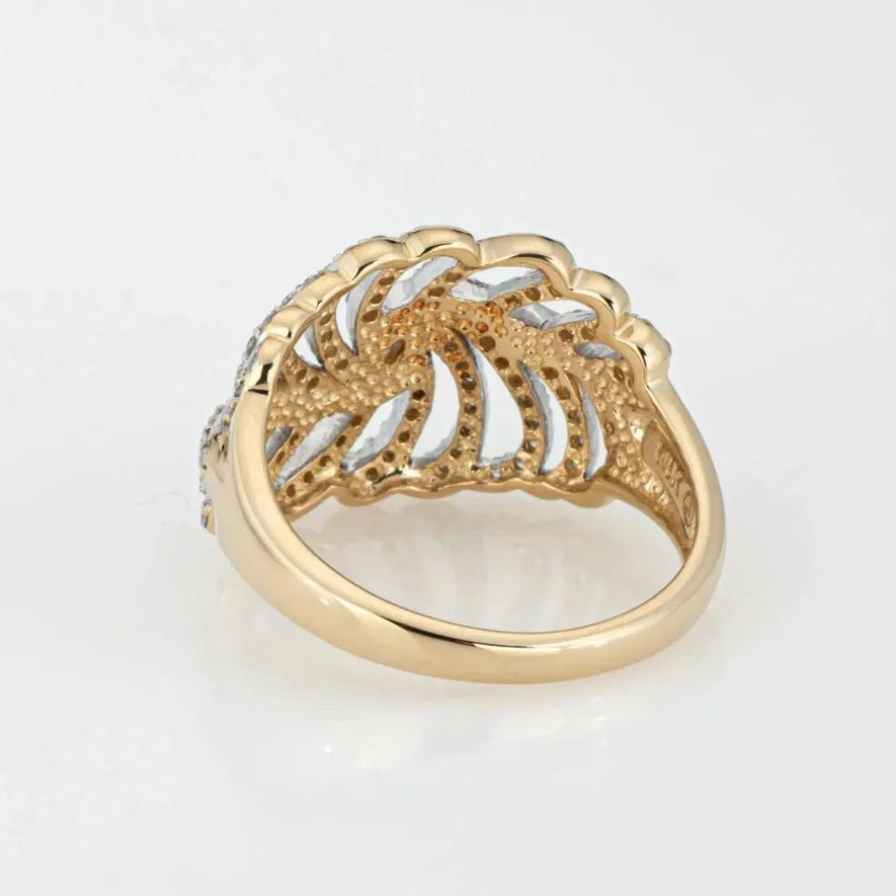 Bague plume en or jaune et diamants
