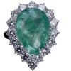 Bague Poire Colombienne Emeraude et Diamants Or blanc 18 carats