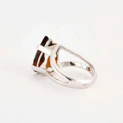 Bague Poire or blanc grenat