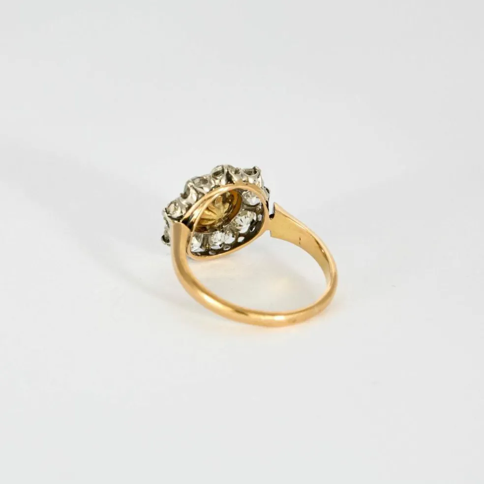 Bague Pompadour ancienne sertie perle et diamants