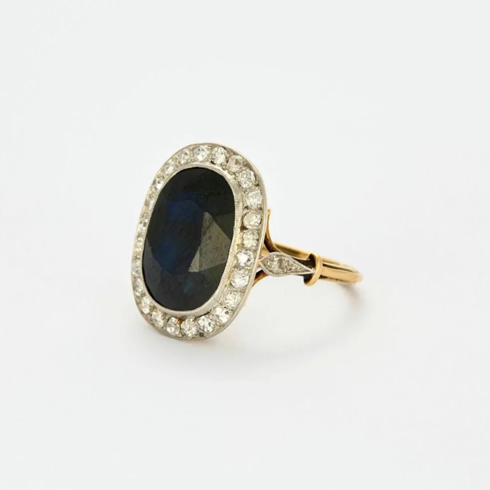 Bague Pompadour Art Déco Saphir