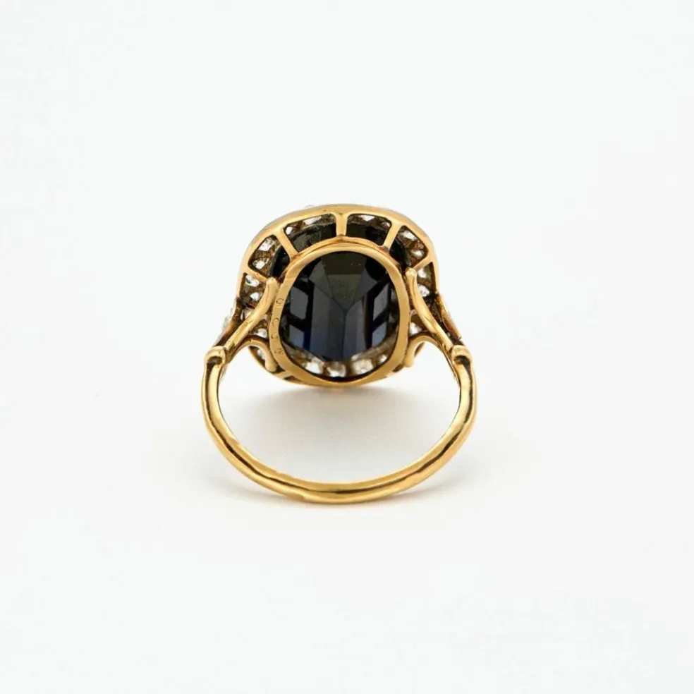 Bague Pompadour Art Déco Saphir