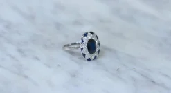 Bague Pompadour Art Déco Saphir et Diamants