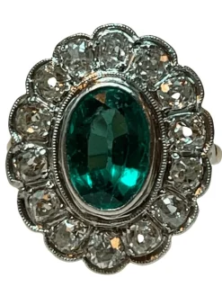 Bague pompadour diamant tsavorite