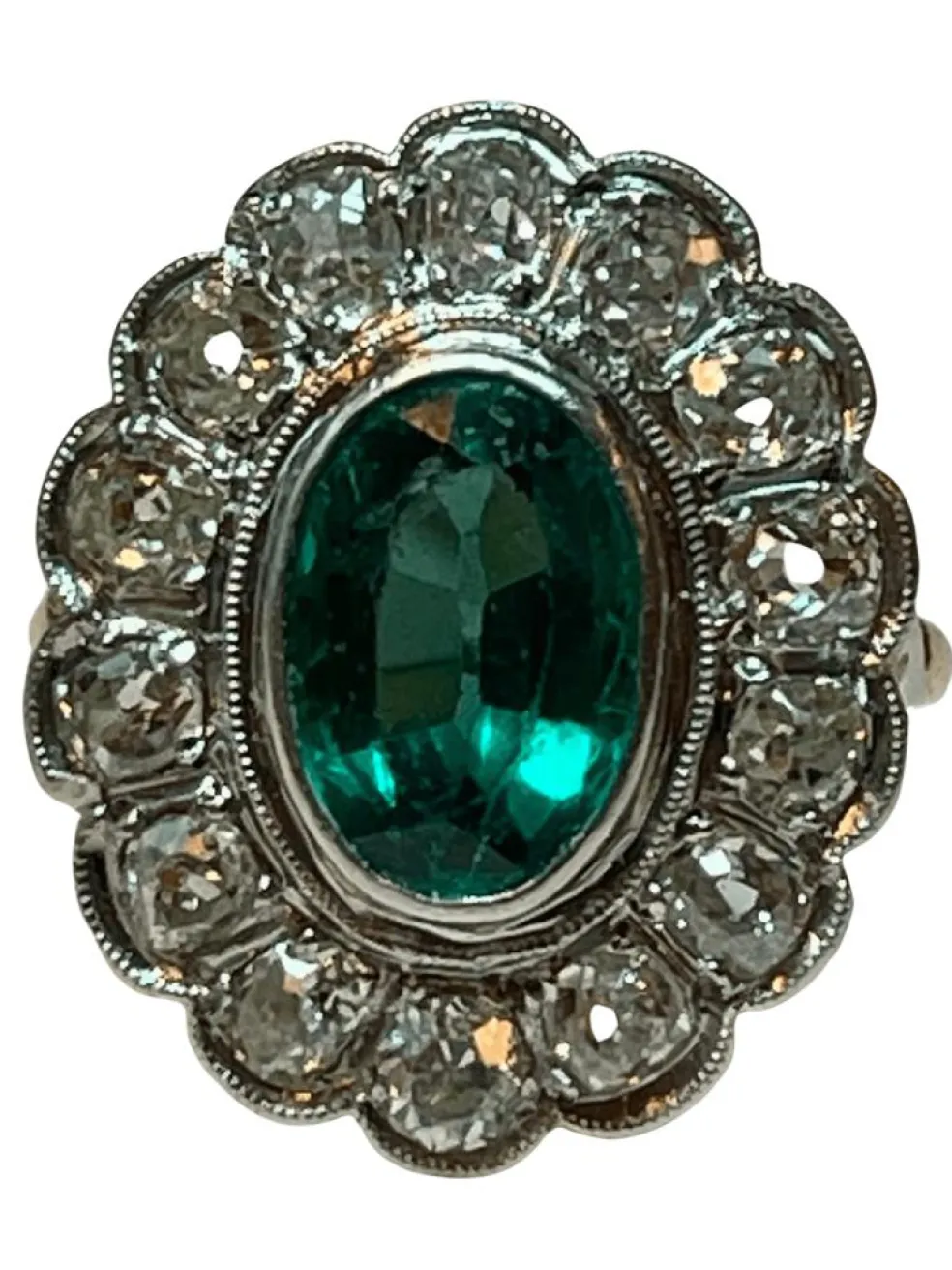 Bague pompadour diamant tsavorite
