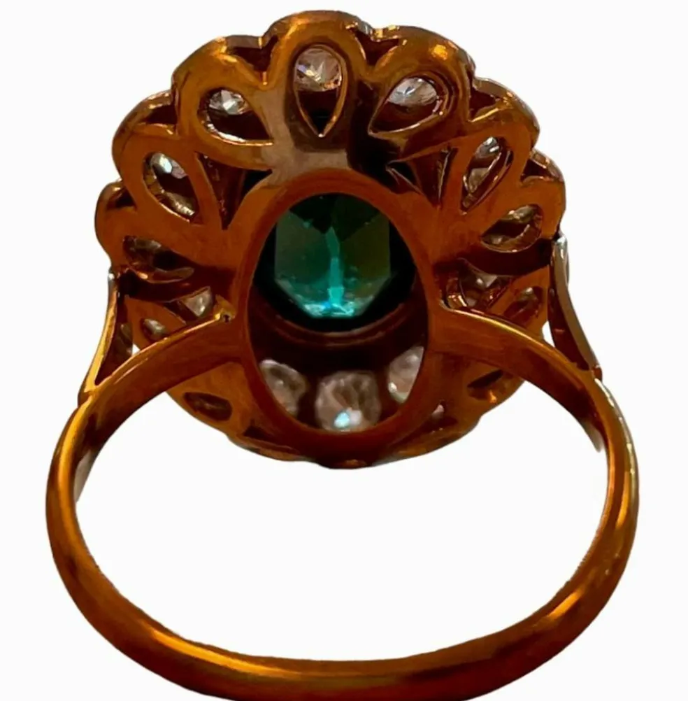 Bague pompadour diamant tsavorite