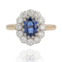 Bague pompadour diamants et saphir