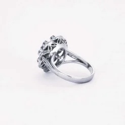 Bague pompadour diamants or blanc et platine