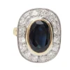 Bague pompadour en or bicolore, saphir et diamants