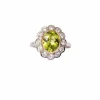 Bague Pompadour en or jaune, or blanc, péridot et diamants