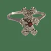 Bague pompadour grenat or blanc