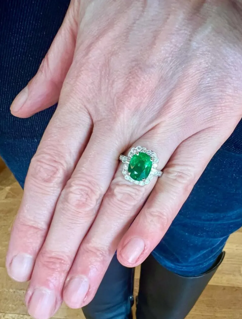 Bague Pompadour grenat Tsavorite 4.54 carats, diamants