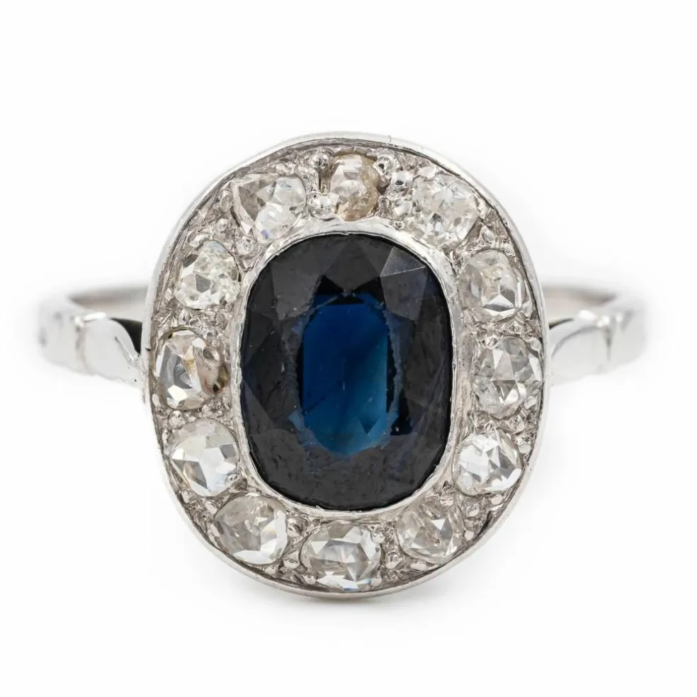 Bague Pompadour Or blanc Saphir