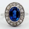 Bague pompadour or blanc et platine, saphir, diamants taille rose (circa 1910)