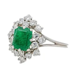 Bague Pompadour Or blanc Emeraude