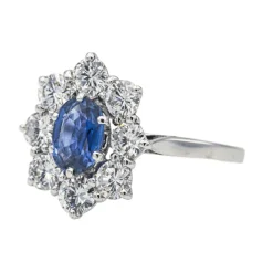 Bague Pompadour Or blanc Saphir, Diamant