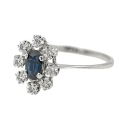 Bague Pompadour Or blanc Saphir, Diamant