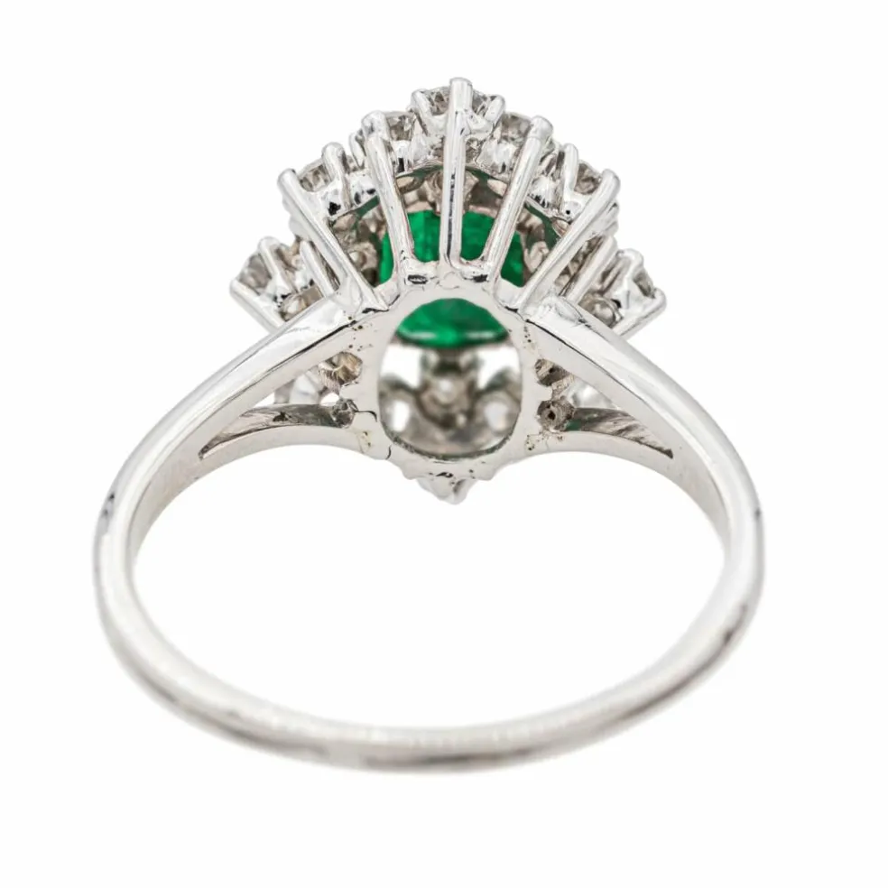 Bague Pompadour Or blanc Emeraude