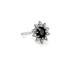 Bague Pompadour or blanc saphir diamants