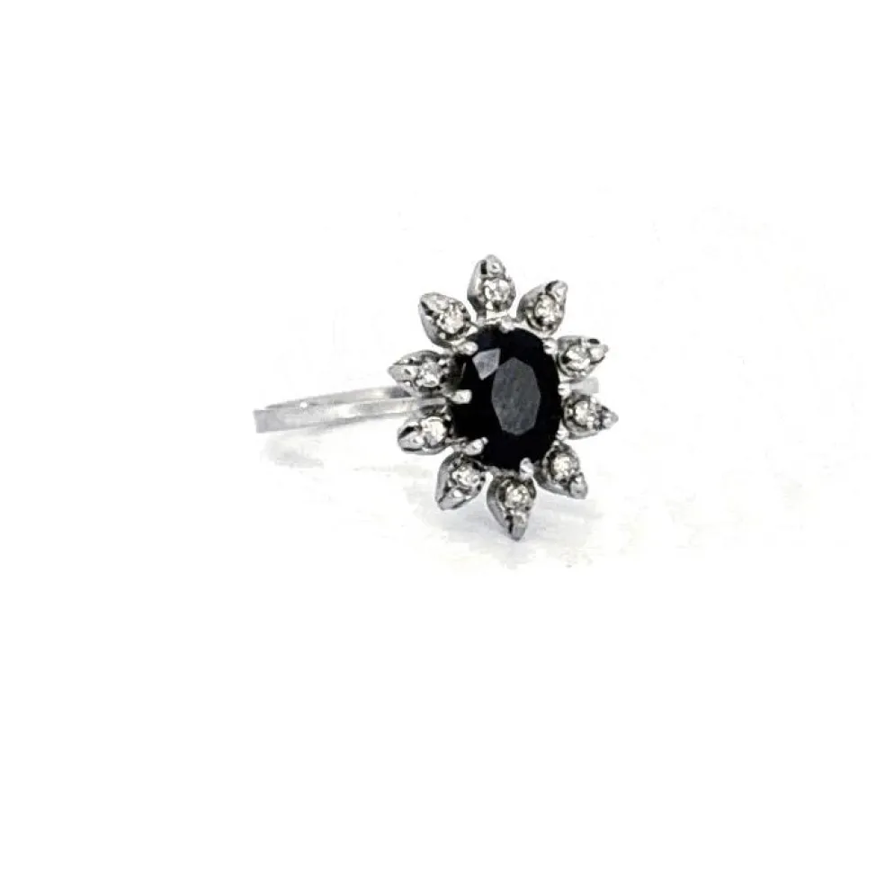 Bague Pompadour or blanc saphir diamants