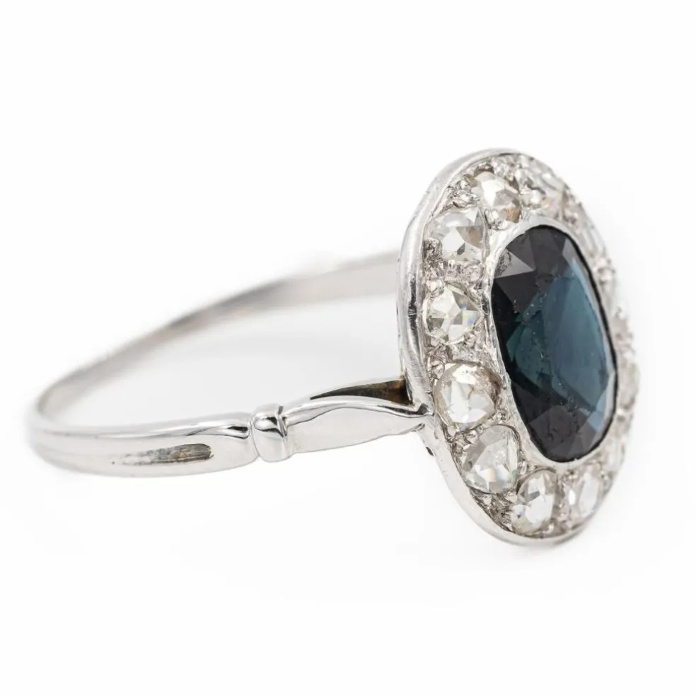 Bague Pompadour Or blanc Saphir