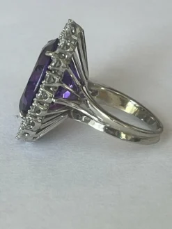 Bague Pompadour Or Gris Améthyste Diamants