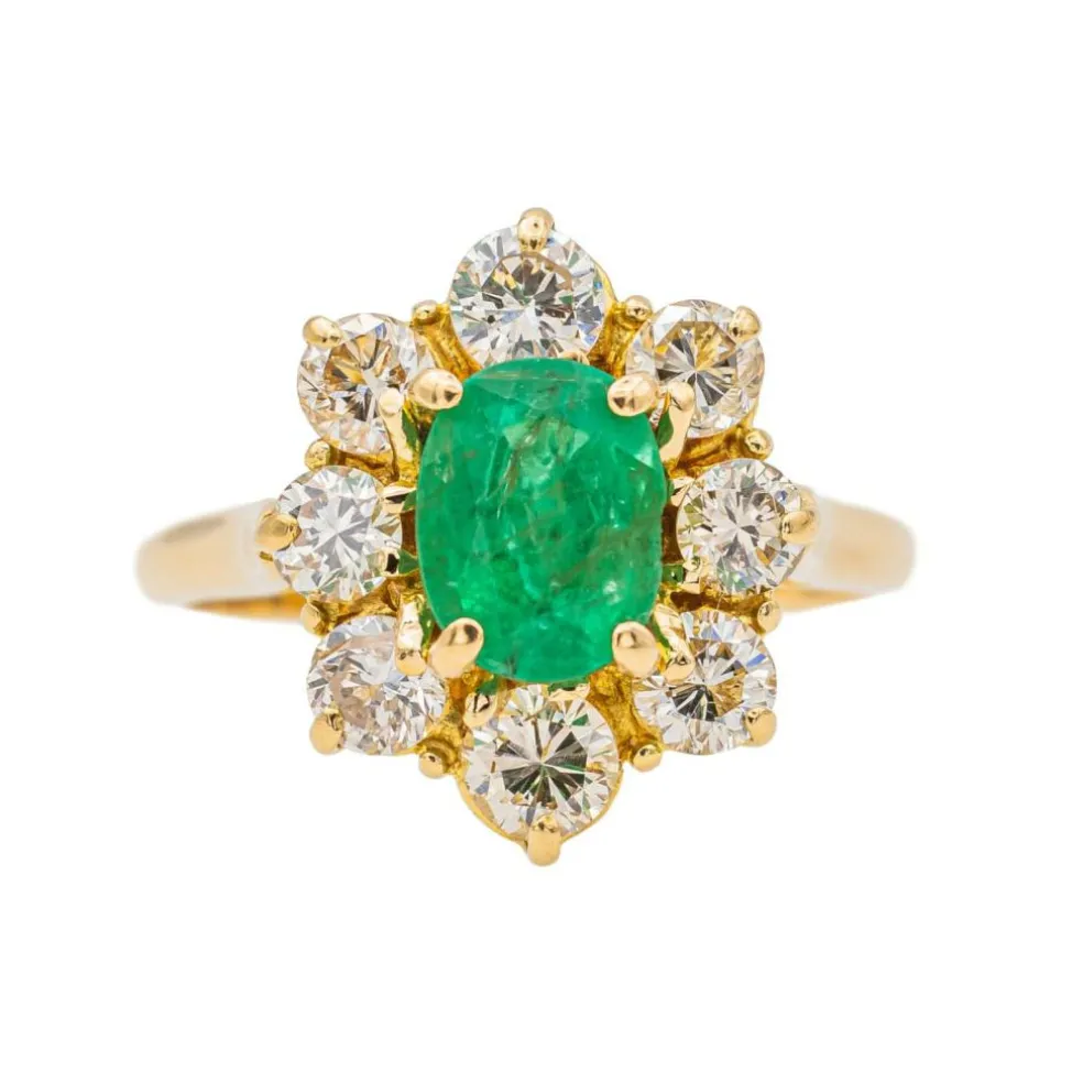 Bague Pompadour Or jaune Emeraude