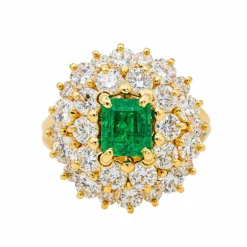 Bague Pompadour Or jaune Emeraude, Diamant