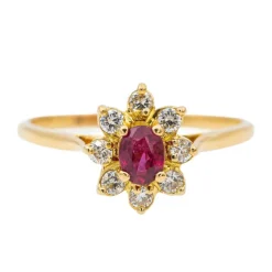 Bague Pompadour Or jaune Saphir rose