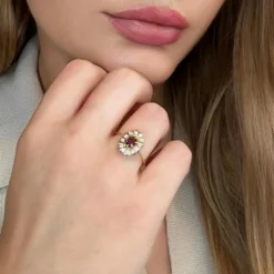 Bague Pompadour Or Jaune Spinelle Diamants