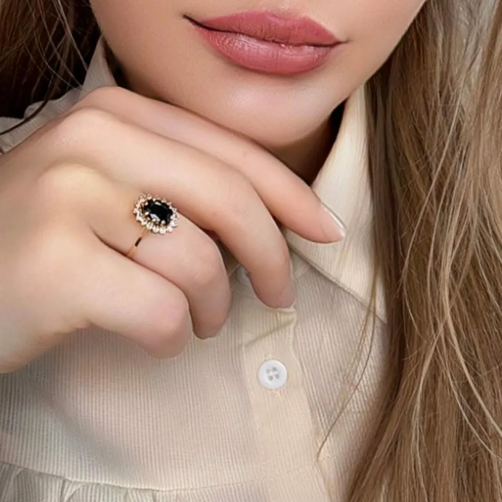Bague Pompadour Or Jaune 18k Topaze & Diamants