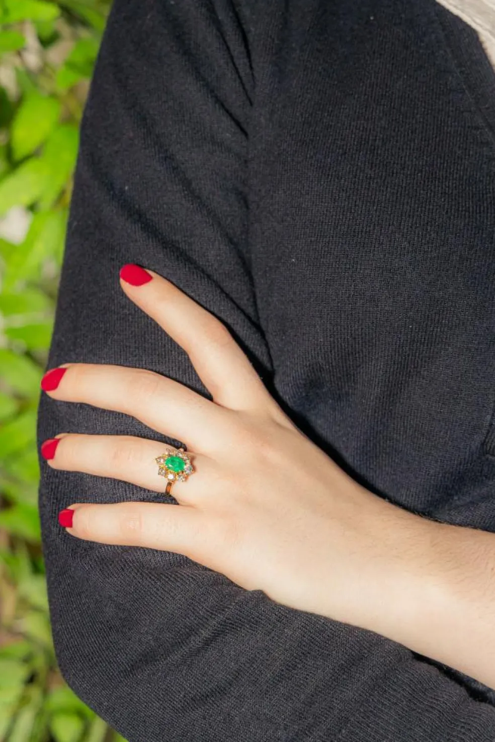 Bague Pompadour Or jaune Emeraude