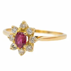 Bague Pompadour Or jaune Saphir rose